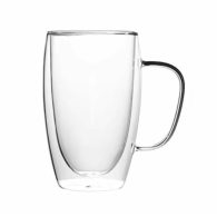Set 2 pahare cu perete dublu și mâner Cafea/Ceai Hera 600 ml